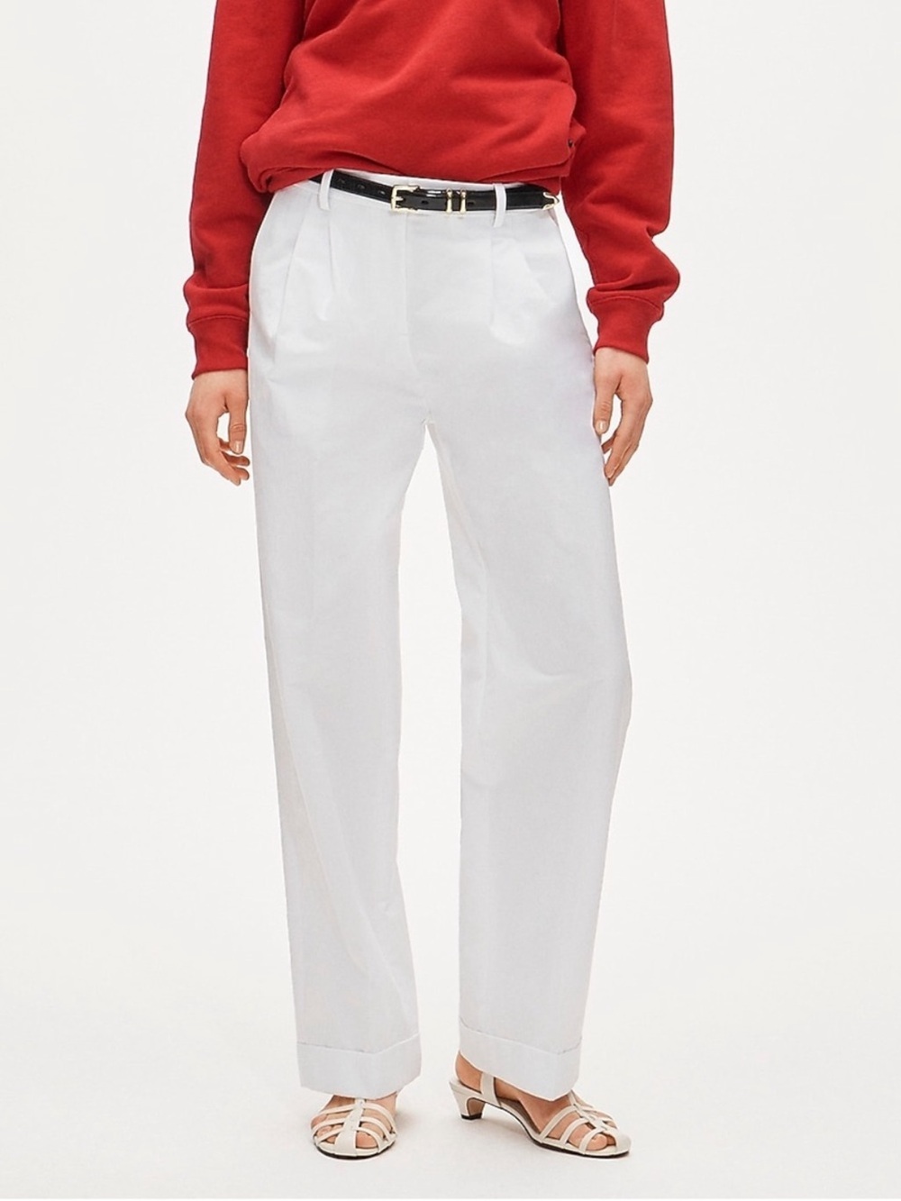 J. Crew Wide Leg Pleated Trouser Pants White Size 6 NWT Cotton Blend